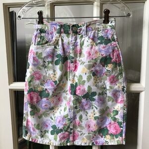 Floral Denim Skirt